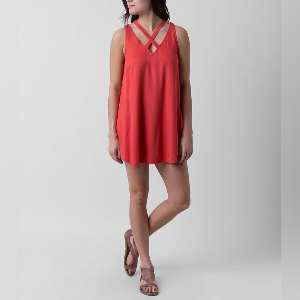 RVCA orange cutouts mini dress beach coverup‎ size small tunic blouse summer